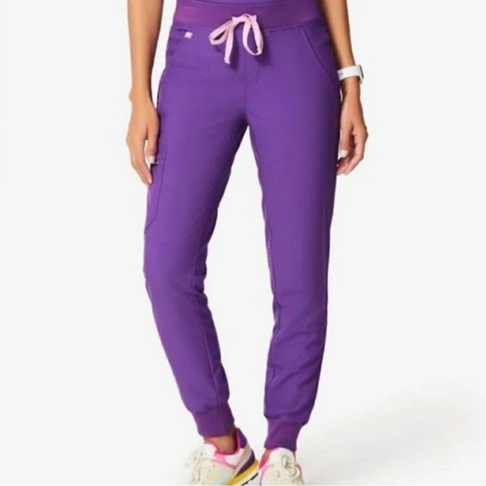 Figs ultra Violet Jogger Pants with Coral Drawstring- Rare